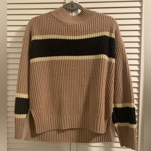 Color block sweater Hem & thread black and brown